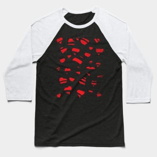 Cute Repeating Red Hearts Pattern Love Baseball T-Shirt